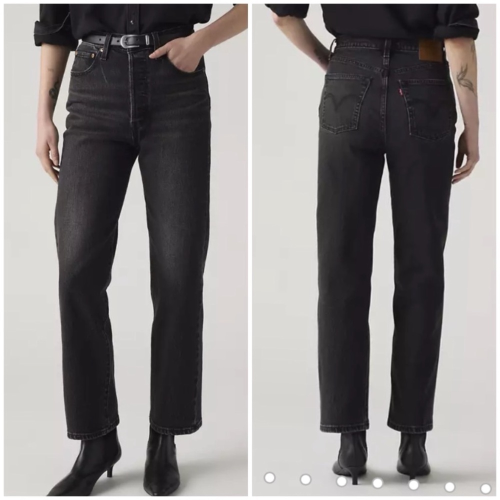 Levi's Black High-Rise Cropped Straight Jeans - Picture 2 of 11